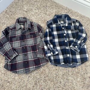OshKosh B'gosh Boys Plaid Button-Down Shirts - Gray/Red and Blue/White
